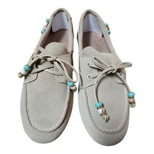 Steve Madden SAG-B Sand Suede Loafers With Beaded Detail Size 8.5
